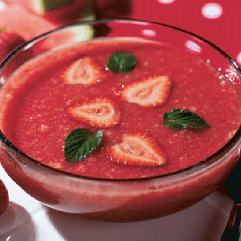 Chilled Strawberry-Watermelon Soup-Serve with Dry Rose